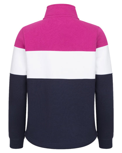 Berry White Navy Coloured Hoggs of Fife Dumfries 1888 Womens Quarter Zip Sweatshirt on white background #colour_berry-white-navy