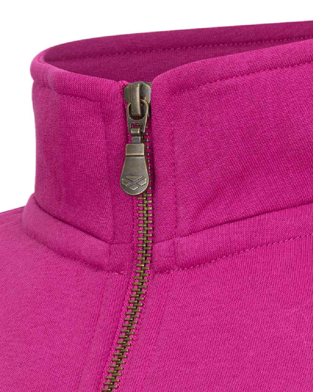 Berry White Navy Coloured Hoggs of Fife Dumfries 1888 Womens Quarter Zip Sweatshirt on white background #colour_berry-white-navy