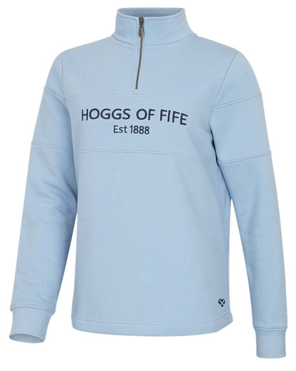 Plain Blue Coloured Hoggs of Fife Dumfries 1888 Womens Quarter Zip Sweatshirt on white background #colour_plain-blue