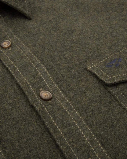 Loden Marl Coloured Hoggs of Fife Dunvegan Flannel Shirt on white background #colour_loden-marl
