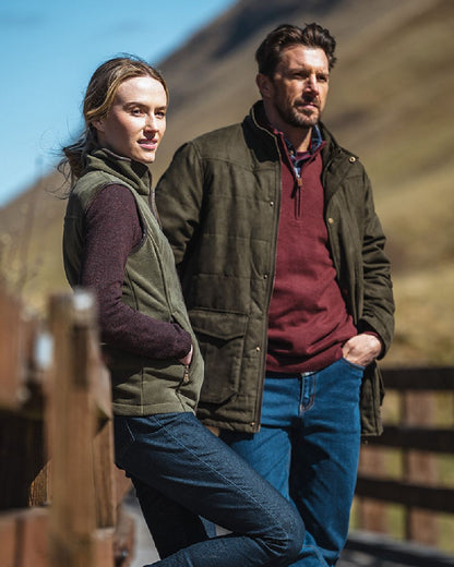 Berry Red coloured Hoggs of Fife Falkirk Quarter Zip Pullover on blurry background #colour_berry-red