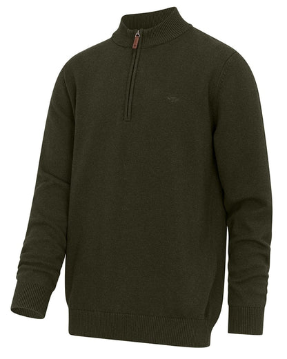 Fern Green coloured Hoggs of Fife Falkirk Quarter Zip Pullover on white background #colour_fern-green