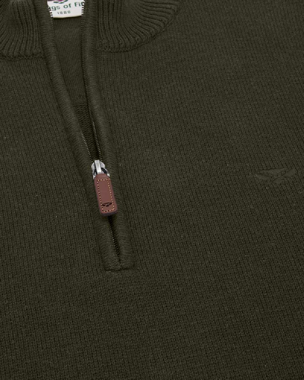 Fern Green coloured Hoggs of Fife Falkirk Quarter Zip Pullover on white background #colour_fern-green