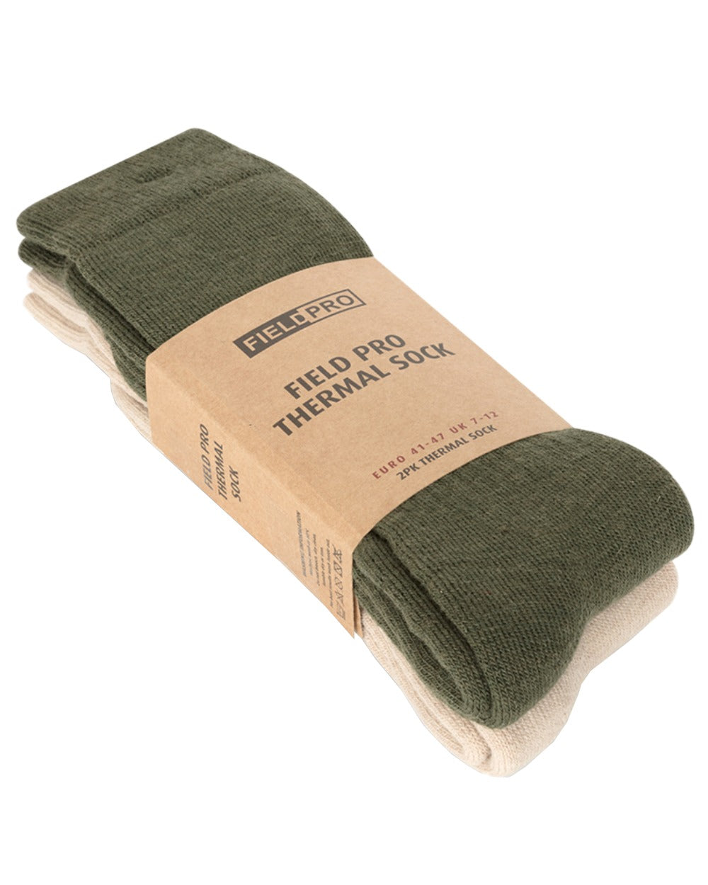 Oatmeal Olive Coloured Hoggs of Fife Field Pro Thermal Sock (2ppk) on white background #colour_oatmeal-olive