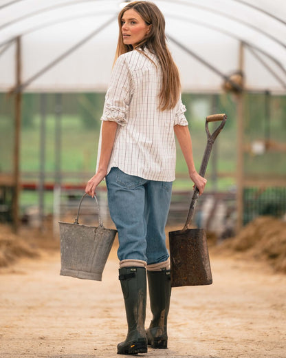 Field Green Coloured Hoggs of Fife Field Sport 365 Wellingtons on outdoor background #colour_field-green
