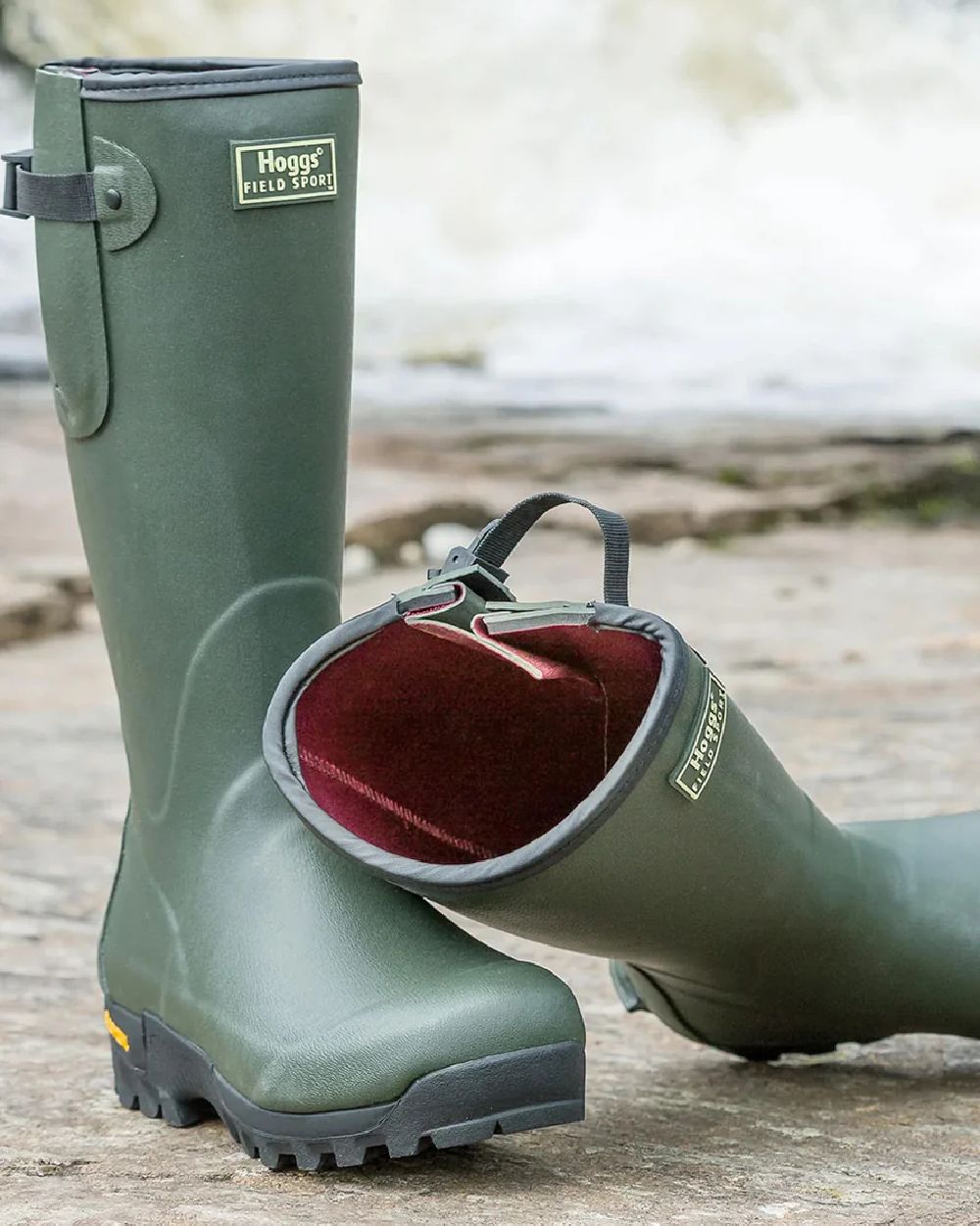 Field Green Coloured Hoggs of Fife Field Sport 365 Wellingtons on land background #colour_field-green
