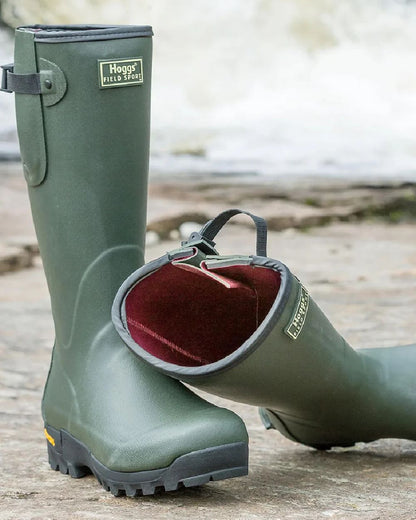 Field Green Coloured Hoggs of Fife Field Sport 365 Wellingtons on land background #colour_field-green