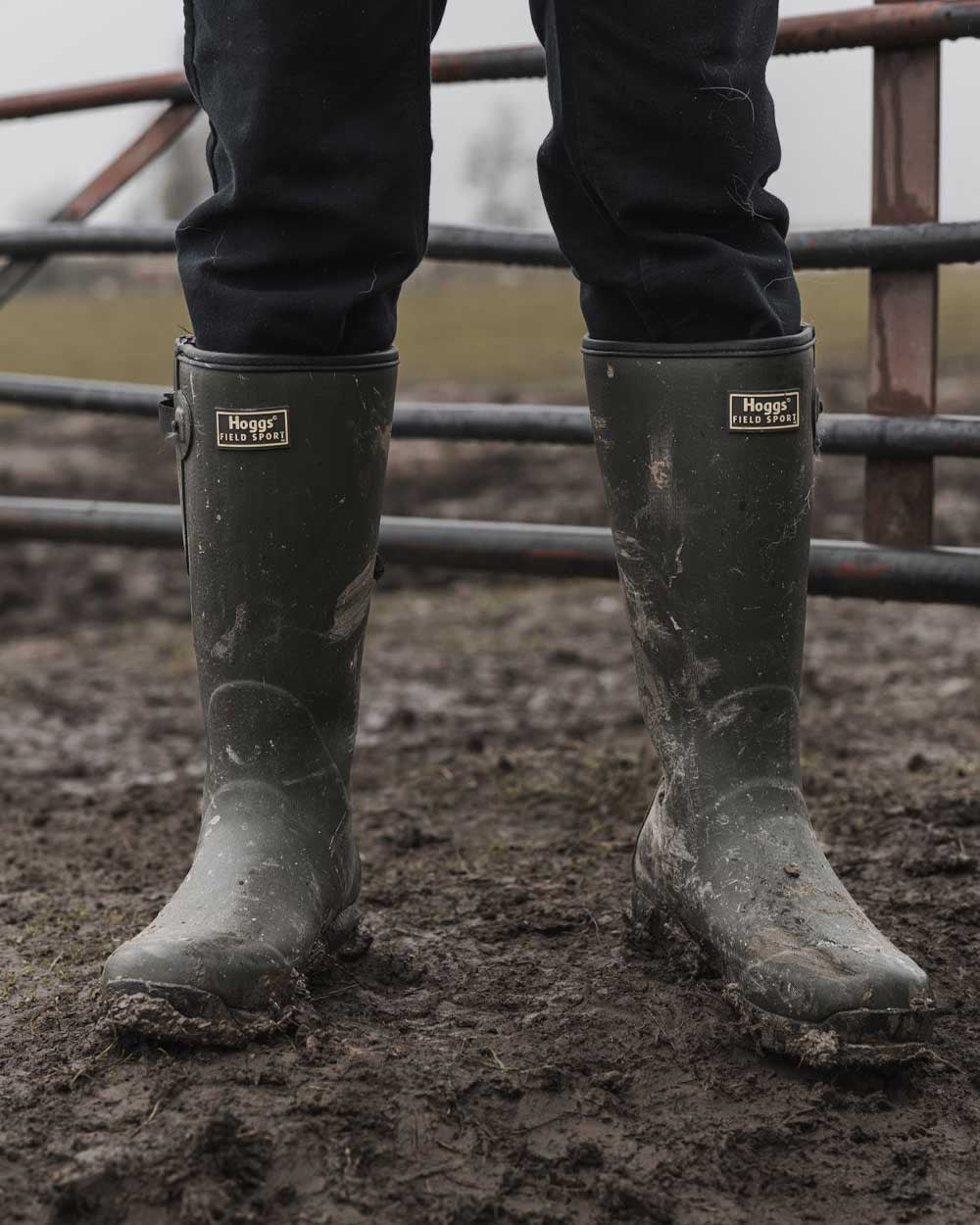 Field Green Coloured Hoggs of Fife Field Sport 365 Wellingtons on field background #colour_field-green