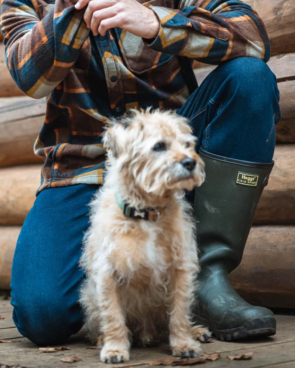 Field Green Coloured Hoggs of Fife Field Sport Neoprene Lined Wellingtons on outdoor background #colour_field-green