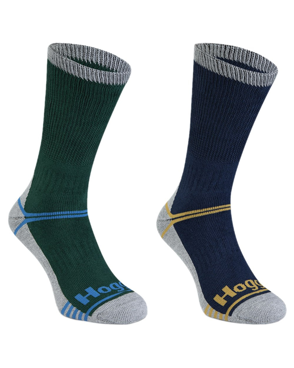 Green Navy Coloured Hoggs of Fife Field and Outdoor Coolmax Socks Twin Pack on white background #colour_green-navy