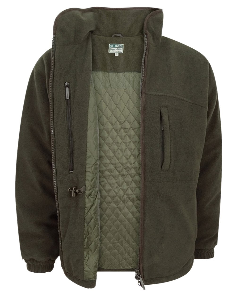 Green Coloured Hoggs of Fife Ghillie II Padded Waterproof Fleece Jacket on white background #colour_green