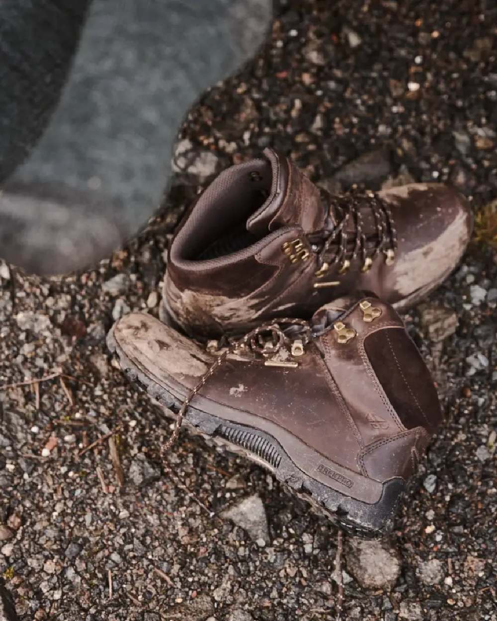 Brown Coloured Hoggs of Fife Glencoe Waxy Leather Trek Boot on land background #colour_brown