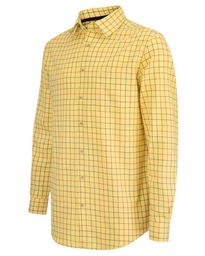 Gold Tattersall Coloured Hoggs of Fife Governor Tattersall Shirt on white background #colour_gold-tattersall