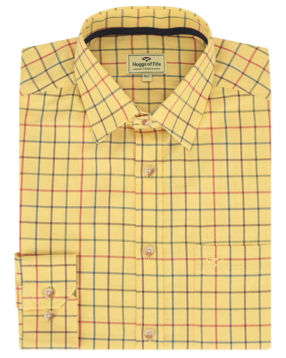 Gold Tattersall Coloured Hoggs of Fife Governor Tattersall Shirt on white background #colour_gold-tattersall
