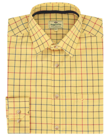 Gold Tattersall Coloured Hoggs of Fife Governor Tattersall Shirt on white background #colour_gold-tattersall