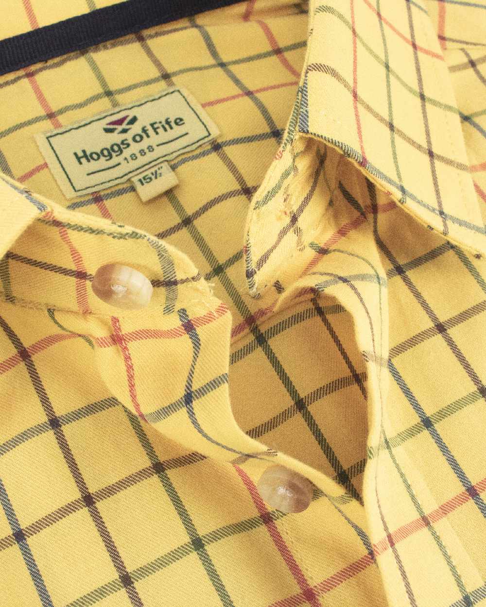 Gold Tattersall Coloured Hoggs of Fife Governor Tattersall Shirt on white background #colour_gold-tattersall