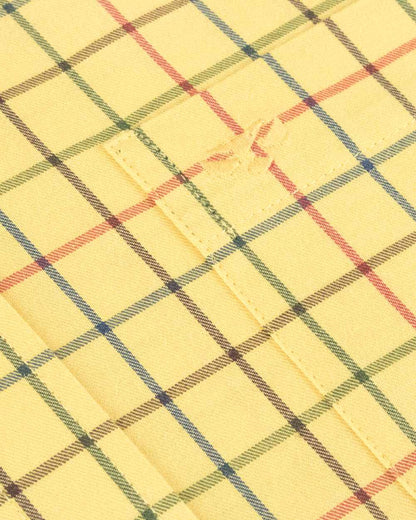 Gold Tattersall Coloured Hoggs of Fife Governor Tattersall Shirt on white background #colour_gold-tattersall