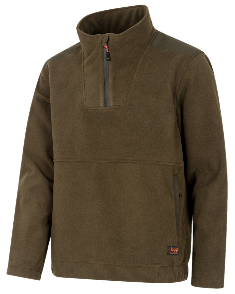 Green Coloured Hoggs of Fife Green King II 1/4 Zip Bonded Fleece on white background #colour_green