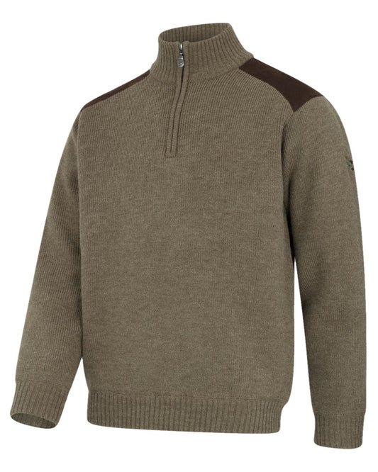 Meadow Green Coloured Hoggs of Fife Hebrides II Quarter Zip Windproof Pullover on white background #colour_meadow-green
