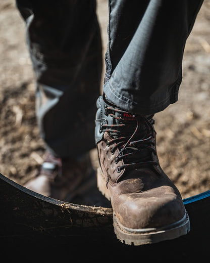 Crazy Horse Brown Coloured Hoggs of Fife Hercules Waterproof Safety Boots on land background #colour_crazy-horse-brown