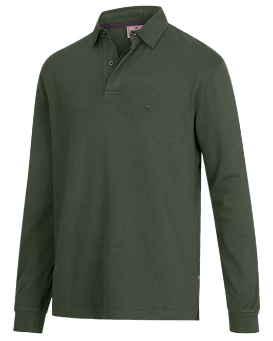 Green Coloured Hoggs of Fife Heriot Long Sleeve Rugby Shirt on white background #colour_green