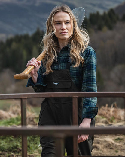 Green Navy Burgundy Coloured Hoggs of Fife Hogg Tartan Womens Shacket on outdoor background #colour_green-navy-burgundy