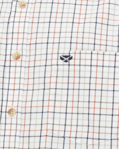 Navy Rust coloured Hoggs of Fife Inverness Pure Cotton Tattersall Shirt on white background #colour_navy-rust