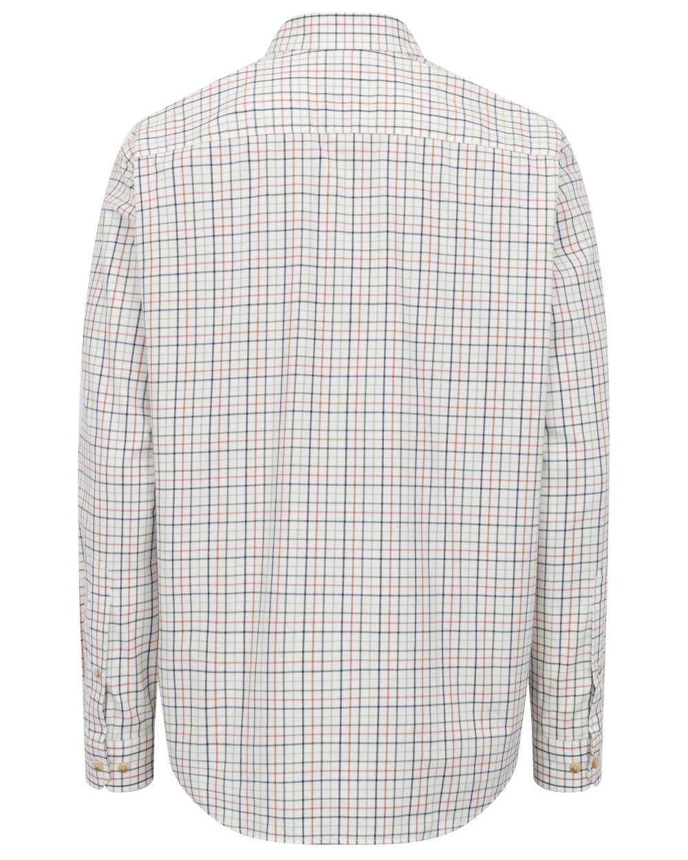 Navy Rust coloured Hoggs of Fife Inverness Pure Cotton Tattersall Shirt on white background #colour_navy-rust