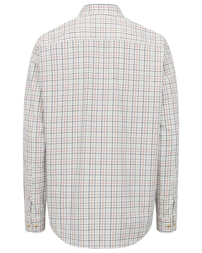 Navy Rust coloured Hoggs of Fife Inverness Pure Cotton Tattersall Shirt on white background #colour_navy-rust