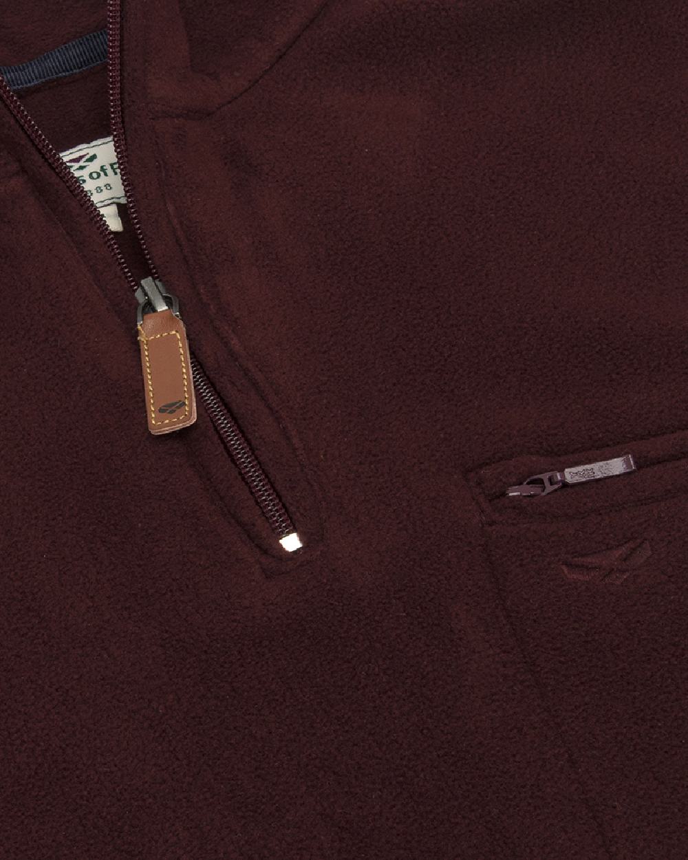 Burgundy coloured Hoggs of Fife Islander 1/4 Zip Micro Fleece Shirt on white background #colour_burgundy