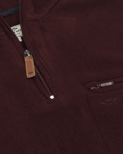 Burgundy coloured Hoggs of Fife Islander 1/4 Zip Micro Fleece Shirt on white background #colour_burgundy