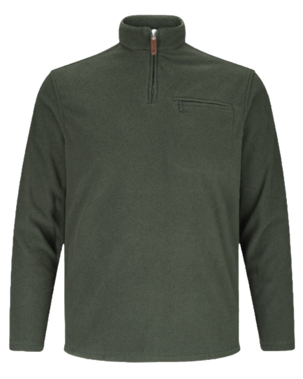 Dark Green coloured Hoggs of Fife Islander 1/4 Zip Micro Fleece Shirt on white background #colour_dark-green