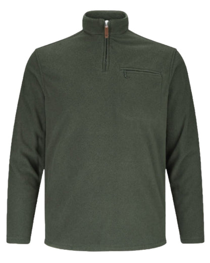 Dark Green coloured Hoggs of Fife Islander 1/4 Zip Micro Fleece Shirt on white background #colour_dark-green