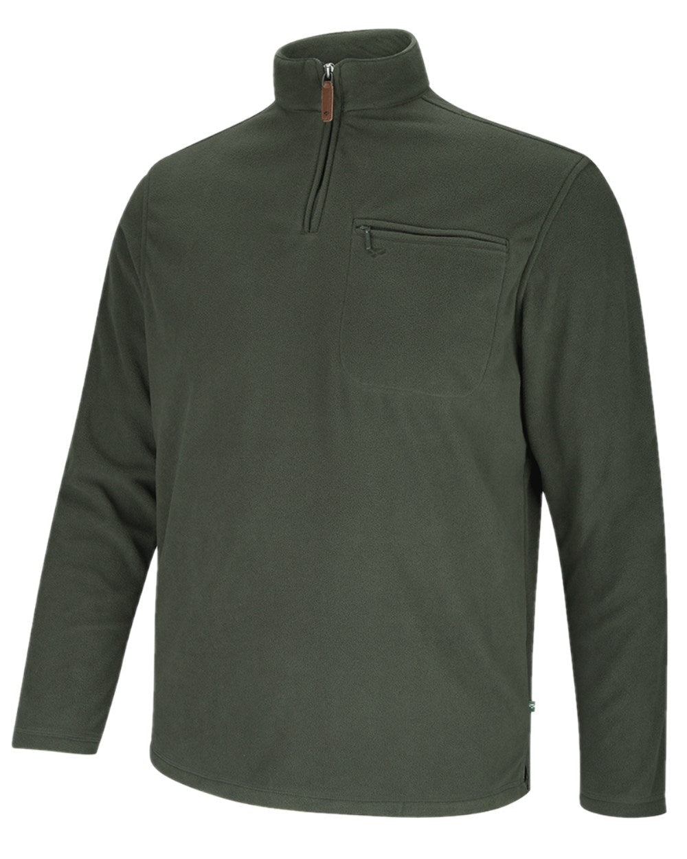 Dark Green coloured Hoggs of Fife Islander 1/4 Zip Micro Fleece Shirt on white background #colour_dark-green