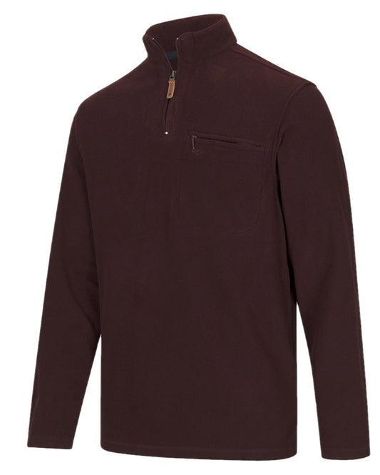 Burgundy coloured Hoggs of Fife Islander 1/4 Zip Micro Fleece Shirt on white background #colour_burgundy