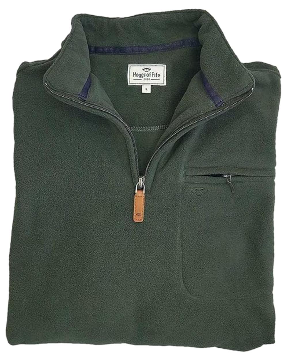 Dark Green coloured Hoggs of Fife Islander 1/4 Zip Micro Fleece Shirt on white background #colour_dark-green