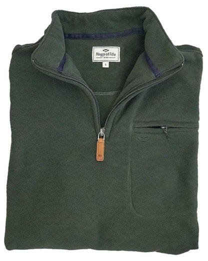 Dark Green coloured Hoggs of Fife Islander 1/4 Zip Micro Fleece Shirt on white background #colour_dark-green
