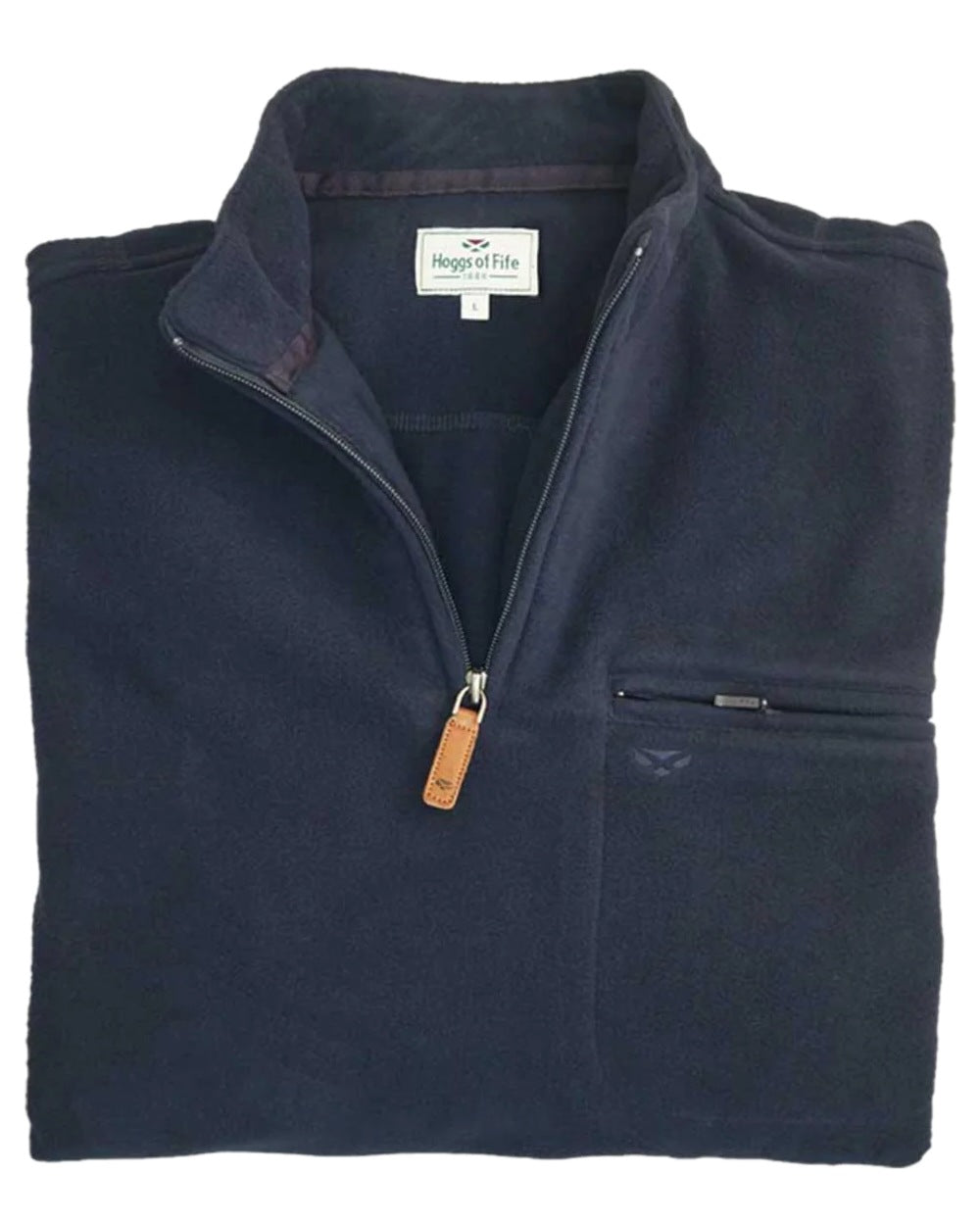 Navy coloured Hoggs of Fife Islander 1/4 Zip Micro Fleece Shirt on white background #colour_navy