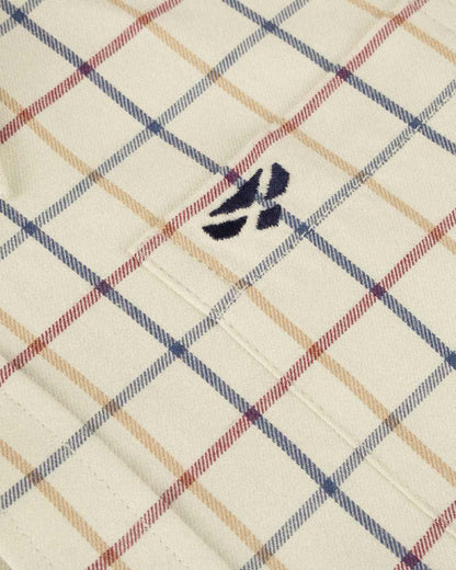 Ivory Tattersall Coloured Hoggs of Fife Junior Ambassador Tattersall Shirt on white background #colour_ivory-tattersall
