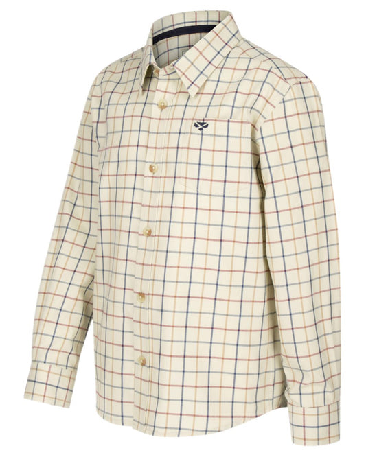 Ivory Tattersall Coloured Hoggs of Fife Junior Ambassador Tattersall Shirt on white background #colour_ivory-tattersall