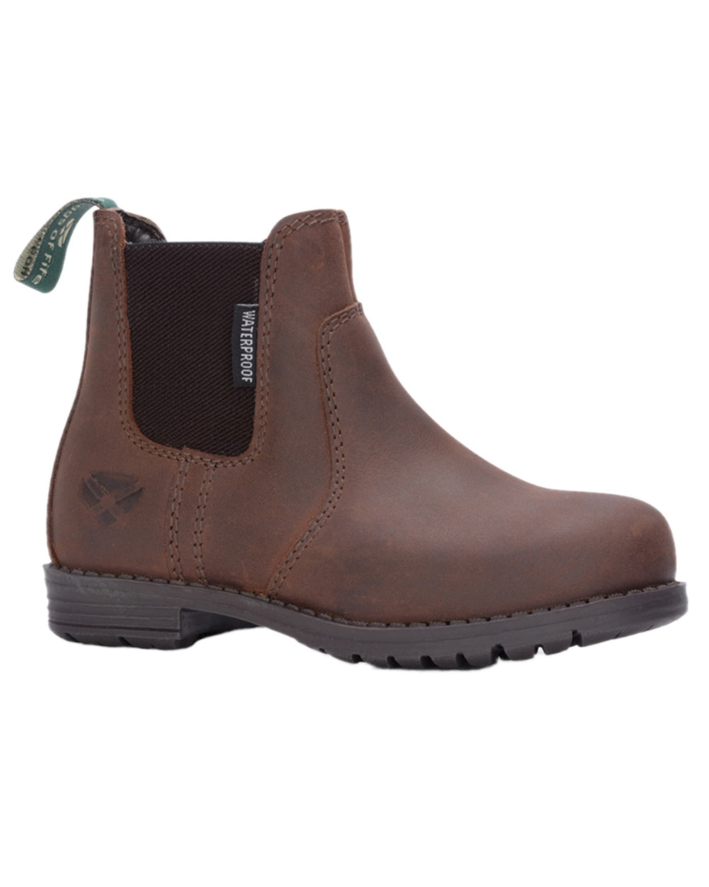 Brown Waxy Coloured Hoggs of Fife Junior Shire Waterproof Dealer Boots on white background #colour_brown-waxy