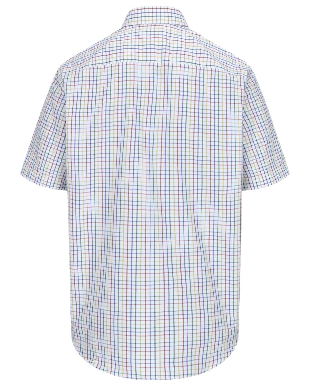 Green Red Coloured Hoggs of Fife Kessock Tattersall Short Sleeved Shirt on white background #colour_green-red