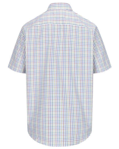 Green Red Coloured Hoggs of Fife Kessock Tattersall Short Sleeved Shirt on white background #colour_green-red
