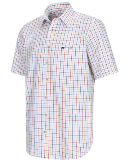 Red Yellow Coloured Hoggs of Fife Kessock Tattersall Short Sleeved Shirt on white background #colour_red-yellow