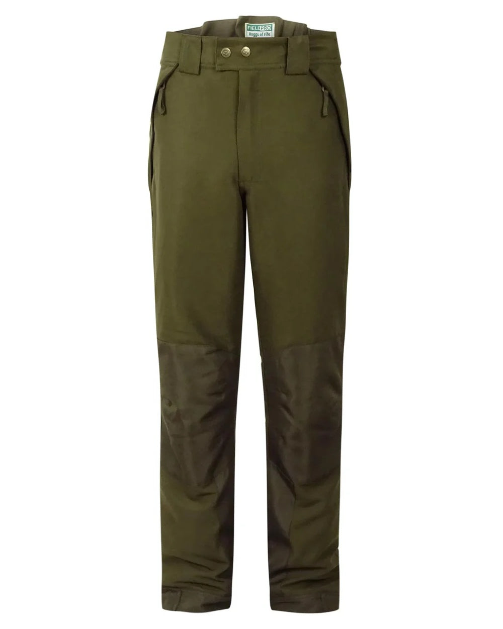 Olive Green Coloured Hoggs of Fife Kincraig Waterproof Field Trousers on white background #colour_olive-green