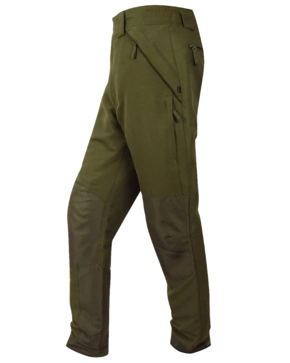 Olive Green Coloured Hoggs of Fife Kincraig Waterproof Field Trousers on white background #colour_olive-green