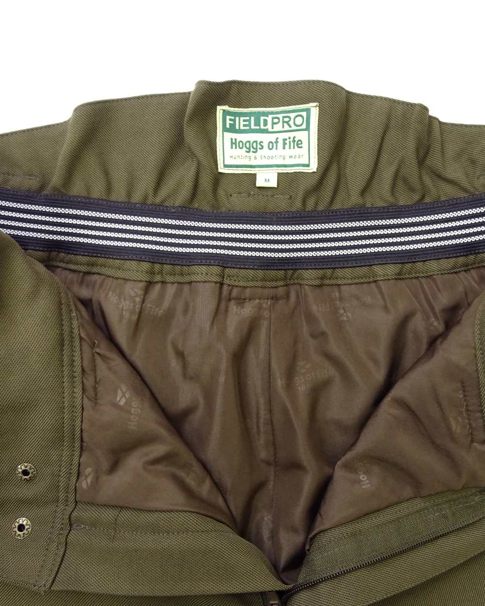 Olive Green Coloured Hoggs of Fife Kincraig Waterproof Field Trousers on white background #colour_olive-green