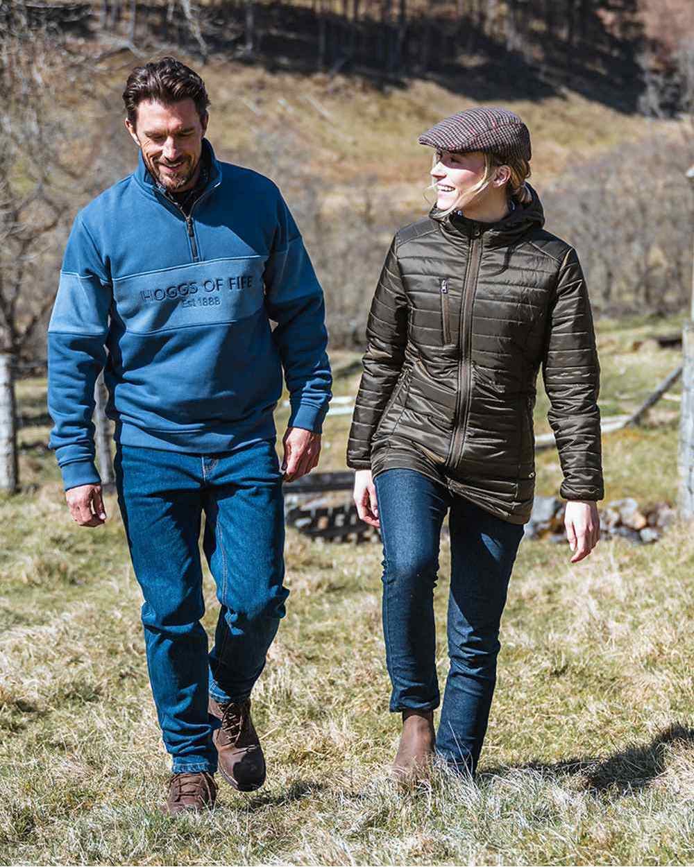 Olive Merlot coloured Hoggs of Fife Kingston Ladies Hooded Jacket on countryside background #colour_olive-merlot