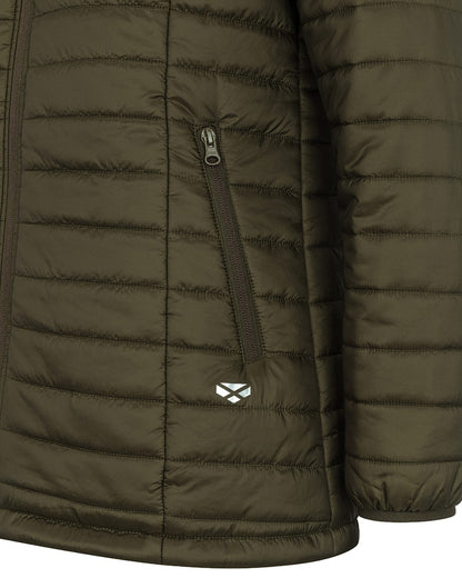 Olive Merlot coloured Hoggs of Fife Kingston Ladies Hooded Jacket on white background #colour_olive-merlot
