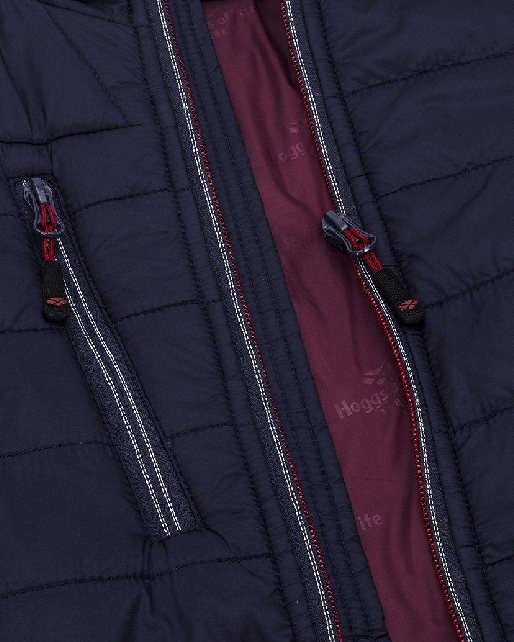 Navy Merlot Coloured Hoggs of Fife Kingston Lightweight Quilted Jacket on white background #colour_navy-merlot
